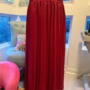 Spartina 449 Elvira Pleated Maxi Skirt Crimson Plum NWT